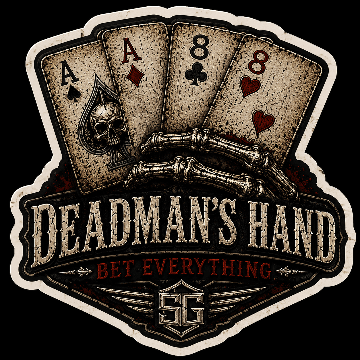Deadman's Hand Sticker merch mockup